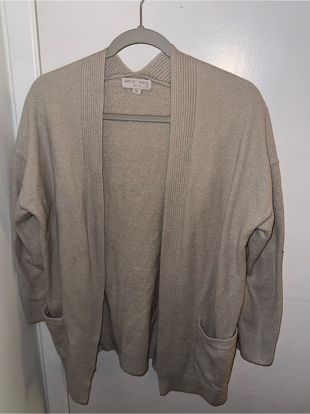 Barefoot Dreams Open-Front Cozy Cardigan - Taupe/Cream Cozychic Lite